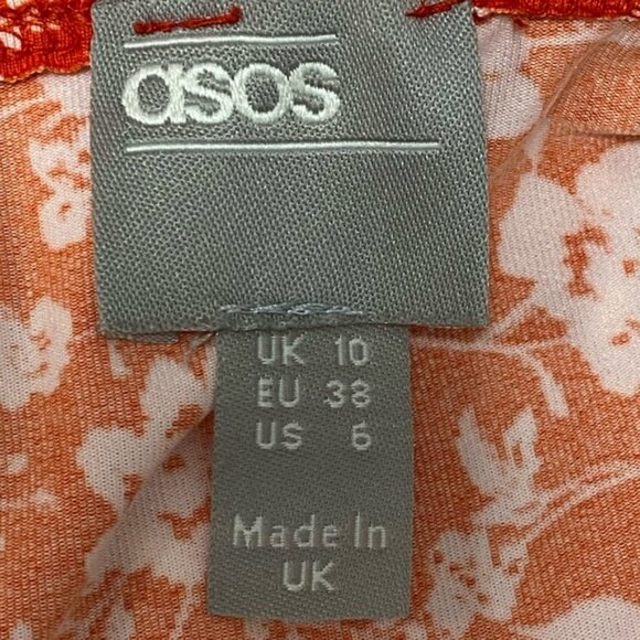 ASOS Strapless Orange/Red and White Floral Maxi Dress size 6 - Picture 8 of 10